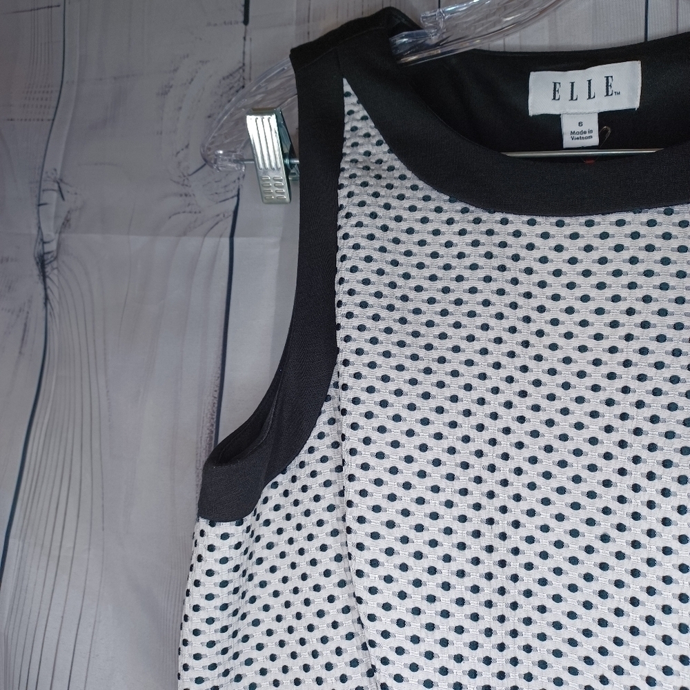 Elle Black and White Polka Dot Pleated Retro Classic Dress NWOT - Picture 4 of 13